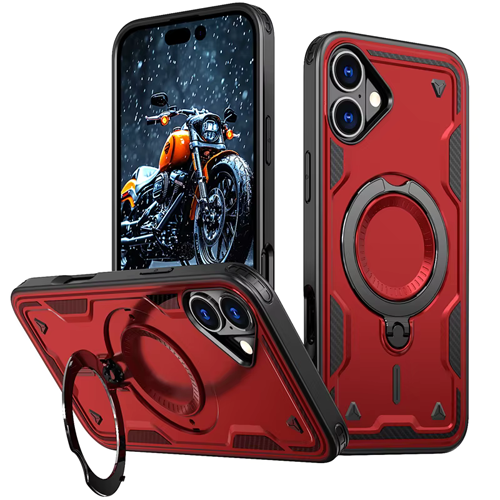 Hard Case with MagSafe Ring, Fully Rotative for Apple iPhone 16 - Red