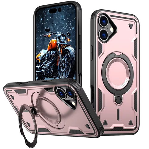 Hard Case with MagSafe Ring, Fully Rotative for Apple iPhone 16 Plus - Rose Gold