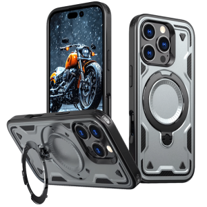 Hard Case with MagSafe Ring, Fully Rotative for Apple iPhone 15 Pro Max - Gray