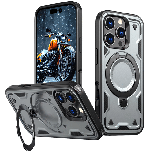 Hard Case with MagSafe Ring, Fully Rotative for Apple iPhone 15 Pro Max - Gray