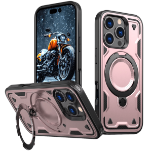 Hard Case with MagSafe Ring, Fully Rotative for Apple iPhone 15 Pro Max - Rose Gold