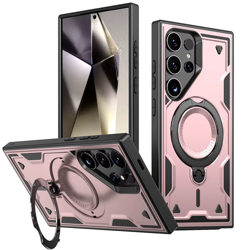 Hard Case with MagSafe Ring, Fully Rotative for Samsung Galaxy S25 Ultra 5G - Rose Gold