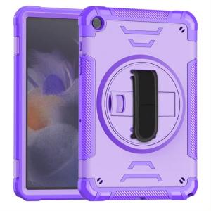 Hard Shockproof Defender With Hand Strap Case for Samsung Galaxy Tab A9 8.7 (X110) - Purple