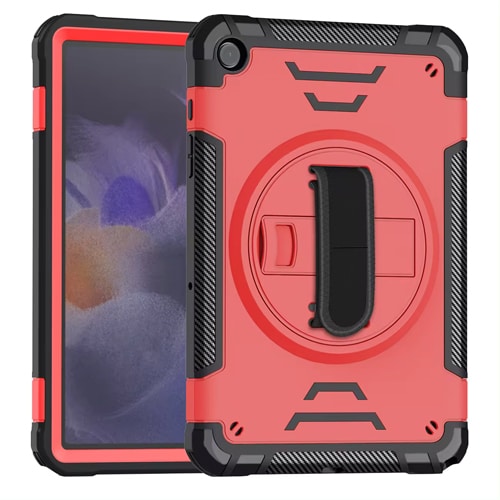 Hard Shockproof Defender With Hand Strap Case for Samsung Galaxy Tab A9 8.7 (X110) - Red
