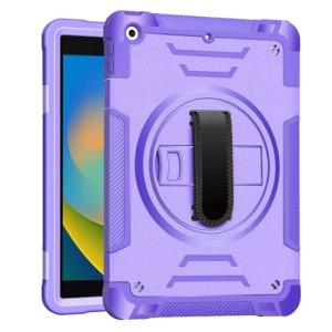 Hard Shockproof Defender With Hand Strap Case for iPad 7 / 8 / 9 10.2 - Purple
