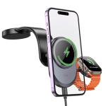 Hoco 2 in 1 Magnetic Phone & Watch Car Holder with Wireless Fast Charging HW28 - Black