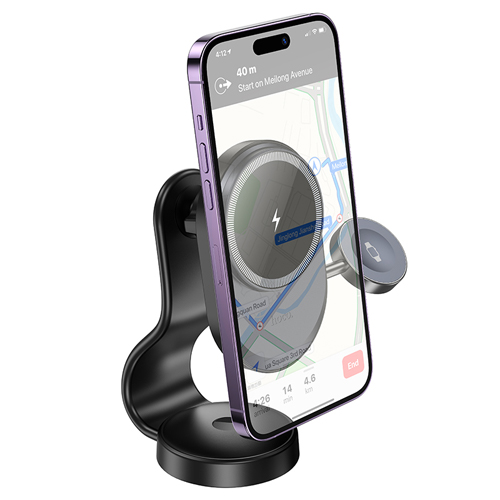 Hoco 2 in 1 Magnetic Phone & Watch Car Holder with Wireless Fast Charging HW28 - Black
