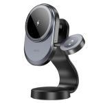 Hoco 2 in 1 Magnetic Phone & Watch Car Holder with Wireless Fast Charging HW28 - Black
