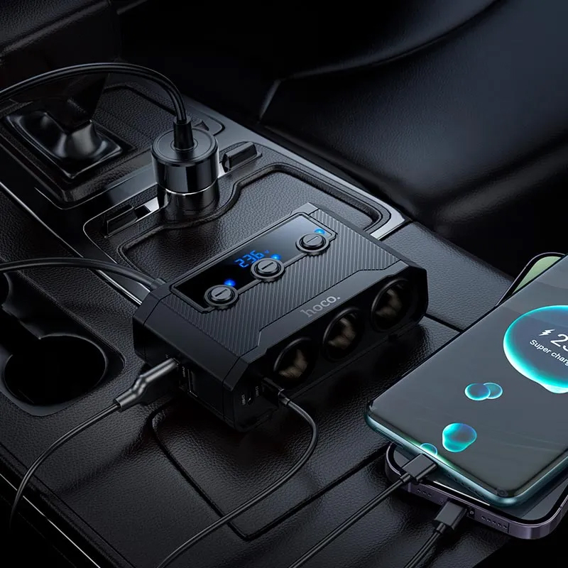 Hoco 240W Cigarette Lighter X3 Dual USB-A and Dual USB-C Car Charger Z64