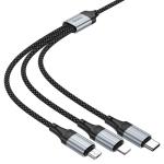 Hoco 3 in 1 Cable (USB to Lightning, USB-C, Micro-USB) X102 - Black