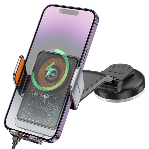 Hoco Automatic Clamping Wireless Fast Charging Car Holder for Dashboard HW8 - Black