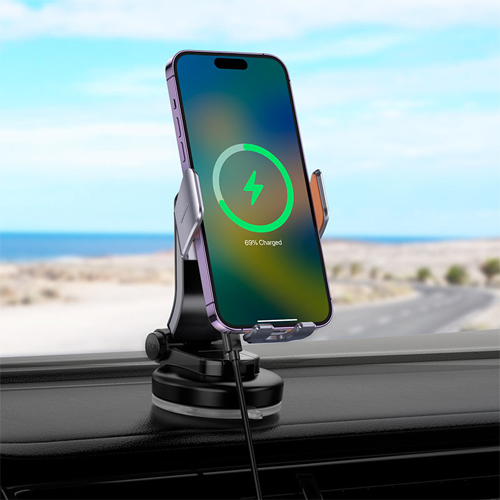 Hoco Automatic Clamping Wireless Fast Charging Car Holder for Dashboard HW8 - Black