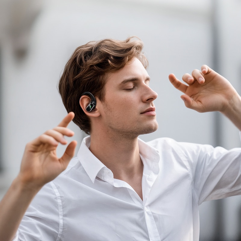 Hoco Comfortable Ear Hook Headset with Charging Case EQ29 - Black