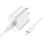 Hoco Fighter PD20W Single-Port Charger with USB-C to Lightning Cable Set C109 - White
