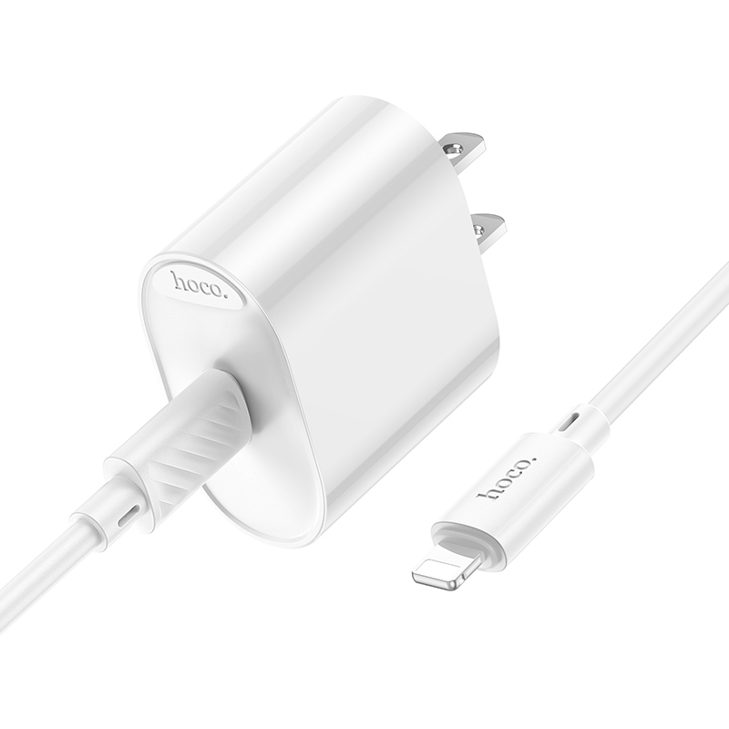 Hoco Fighter PD20W Single-Port Charger with USB-C to Lightning Cable Set C109 - White