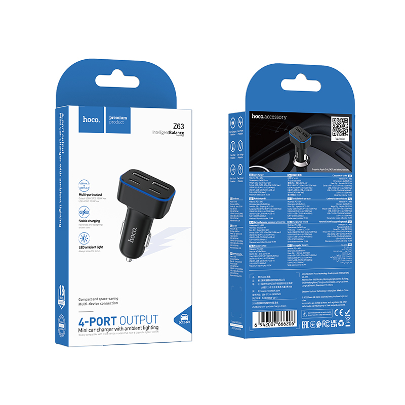 Hoco Four-Port Car Charger Z63