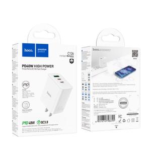 Hoco High Power PD40W Three Ports Charger C126 - White