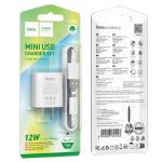 Hoco Mini Charger with USB-A to Lightning Cable Set C134 - White