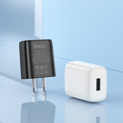 Hoco Mini Charger with USB-A to Lightning Cable Set C134 - White