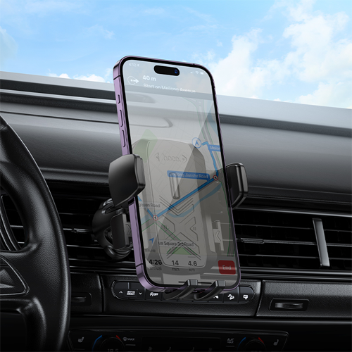 Hoco One Button Air-Outlet Phone Car Holder H64 - Black & Red