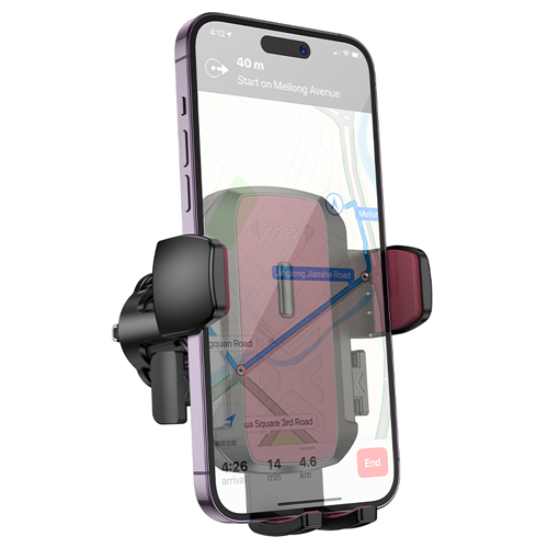 Hoco One Button Air-Outlet Phone Car Holder H64 - Black & Red