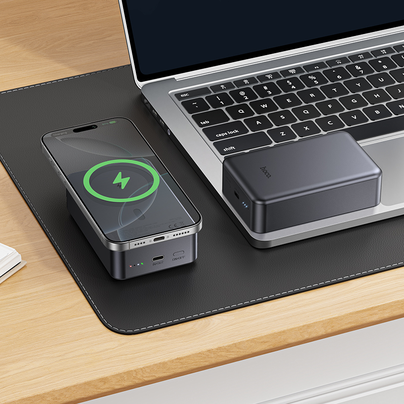 Hoco PD20W Power Bank 20000mAh with Magnetic Wireless Fast Charging J160B - Metal Gray