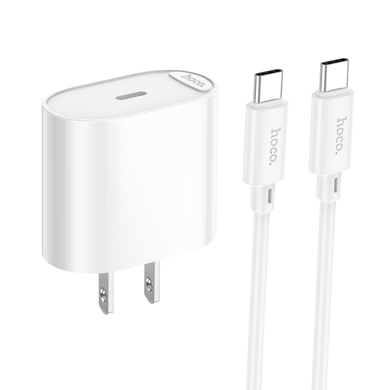 Hoco PD20W Single-Port Charger with USB-C to USB-C Cable Set C109 - White
