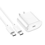 Hoco PD20W Single-Port Charger with USB-C to USB-C Cable Set C109 - White