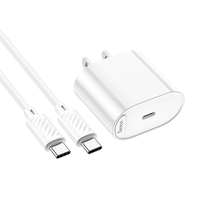 Hoco PD20W Single-Port Charger with USB-C to USB-C Cable Set C109 - White