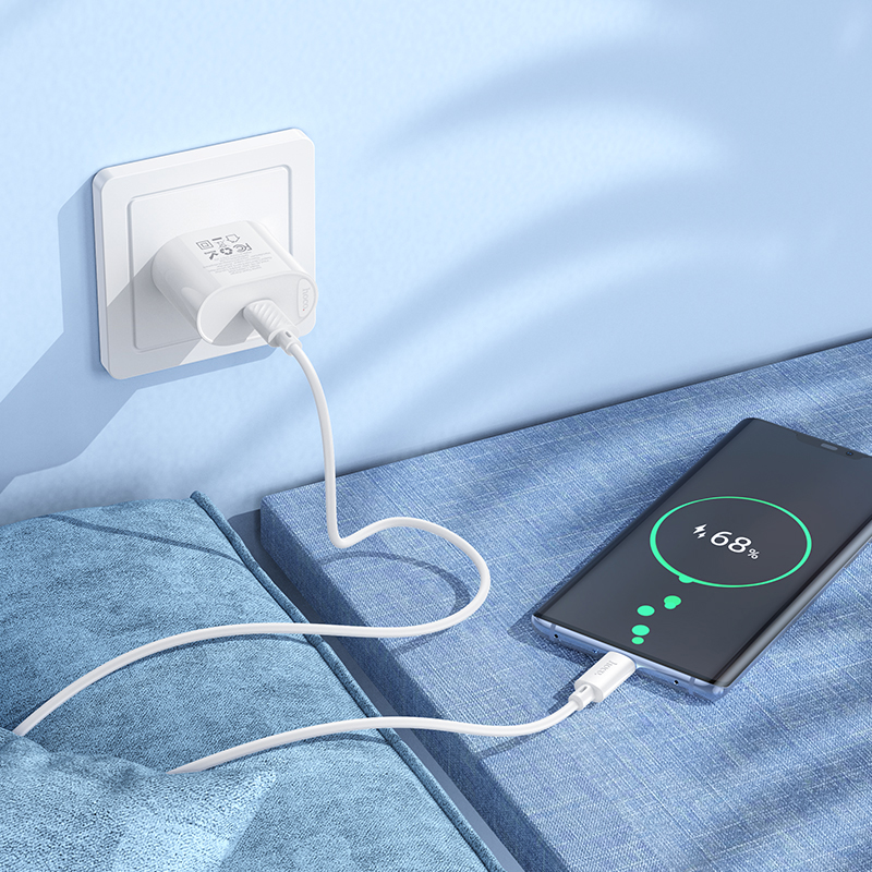 Hoco PD20W Single-Port Charger with USB-C to USB-C Cable Set C109 - White