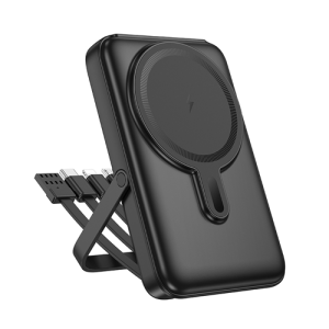 Hoco Power Bank 10000mAh with Magnetic Wireless Fast Charging and Built-in Cables J135 - Black