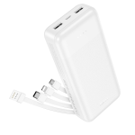 Hoco Power Bank 20000mAh with 4 Built-in Cables J163A - White