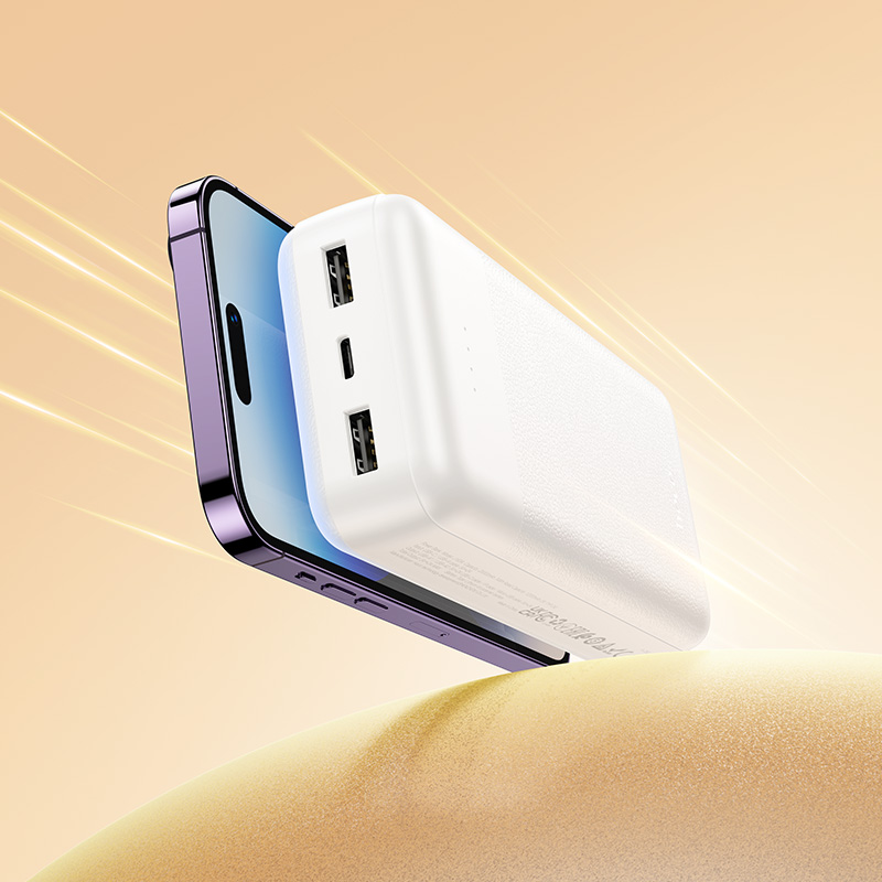Hoco Power Bank 20000mAh with 4 Built-in Cables J163A - White