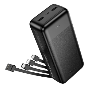Hoco Power Bank 30000mAh with 4 Built-in Cables J163B - Black