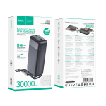 Hoco Power Bank 30000mAh with 4 Built-in Cables J163B - Black