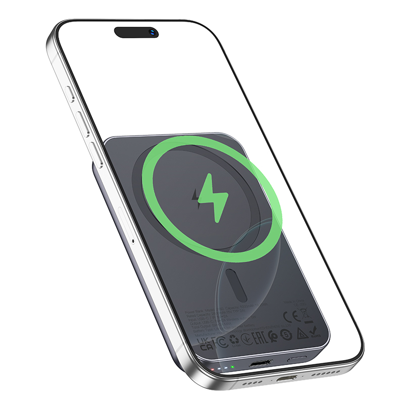 Hoco Power Bank 5000mAh with Magnetic Wireless Fast Charging J160 - Metal Gray