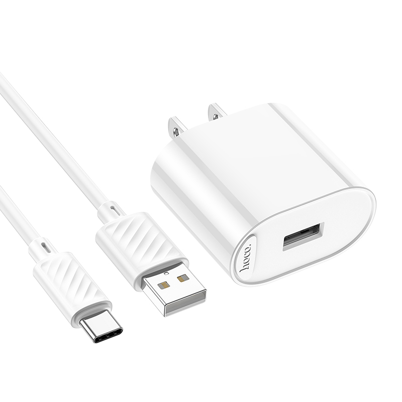 Hoco Single-Port Charger with USB to USB-C Cable Set C109 - White