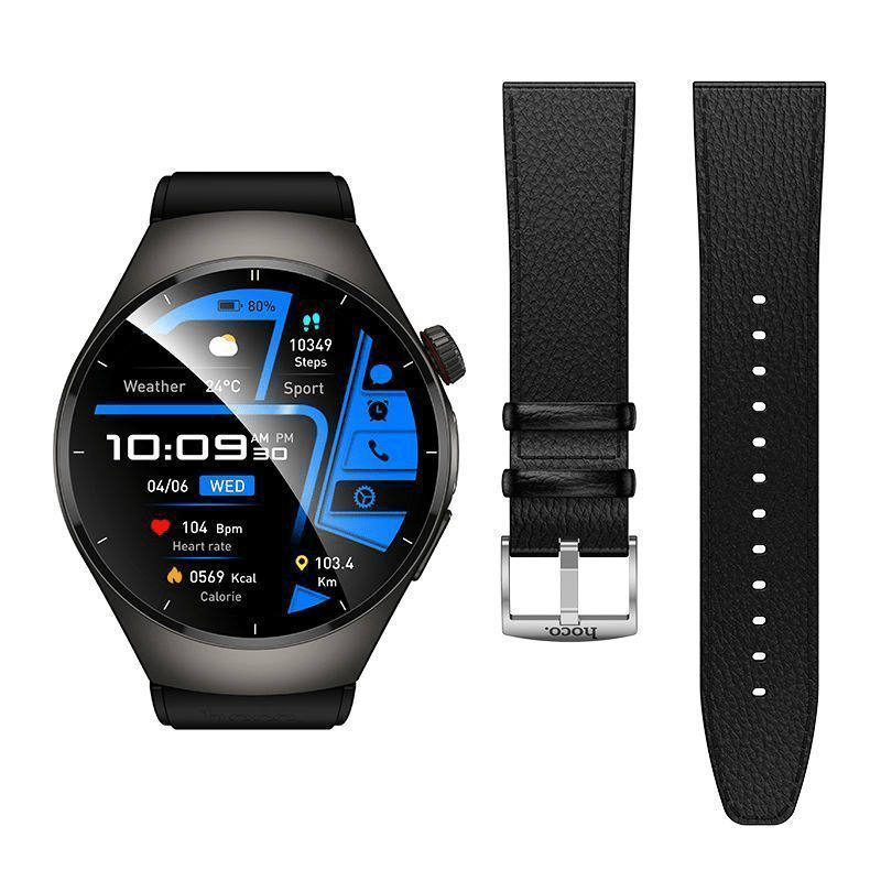 Hoco Smart Watch Y40 with 2 Straps (Call Version) - Black