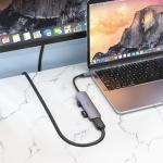 Hoco Type-C 6 in 1 Multifunction Converter (HDMI+USB3.0+USB2.0+SD+TF+PD) 100W HB28 - Metal Gray