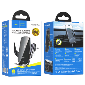 Hoco Wireless Fast Charging Air-Outlet Phone Car Holder CA202 - Black
