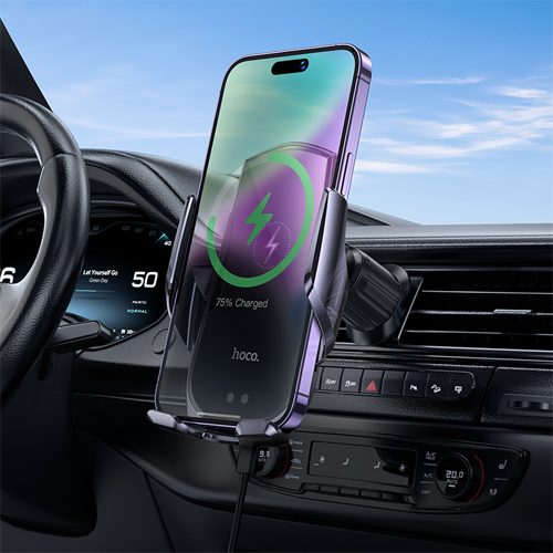 Hoco Wireless Fast Charging Air-Outlet Phone Car Holder CA202 - Black