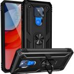 Armor Hybrid Military Case with Ring Kickstand for Moto G Play (2021) - Black