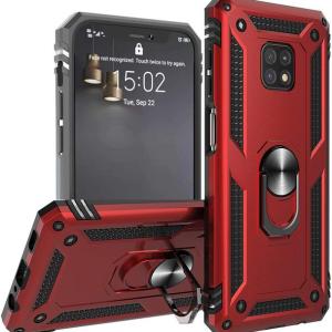 Armor Hybrid Military Case with Ring Kickstand for Moto G Power (2021) - Red