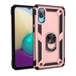 Armor Hybrid Military Case with Ring Kickstand for Samsung Galaxy A02 - Rose Golden