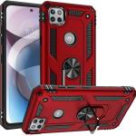 Armor Hybrid Military Case with Ring Kickstand for Moto One 5G Ace - Red
