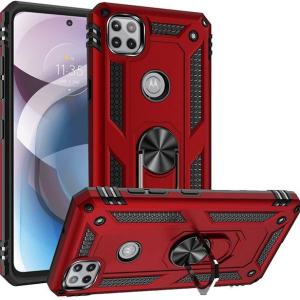 Armor Hybrid Military Case with Ring Kickstand for Moto One 5G Ace - Red