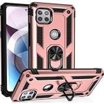 Armor Hybrid Military Case with Ring Kickstand for Moto One 5G Ace - Rose Golden