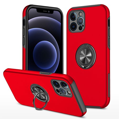 Hybrid Shock Absorbing Case with Kickstand for Apple iPhone 14 Pro Max - Red