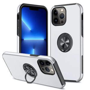 Hybrid Shock Absorbing Case with Kickstand for Apple iPhone 12 - Silver