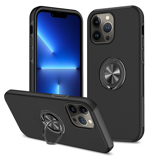 Hybrid Shock Absorbing Case with Kickstand for Apple iPhone 12 - Black
